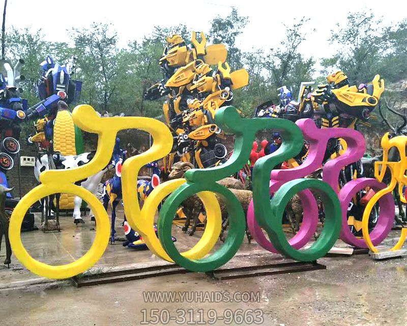 騎車(chē)人物玻璃鋼雕塑體育運動(dòng)雕像公園園林噴漆景觀(guān)擺件可定做_627