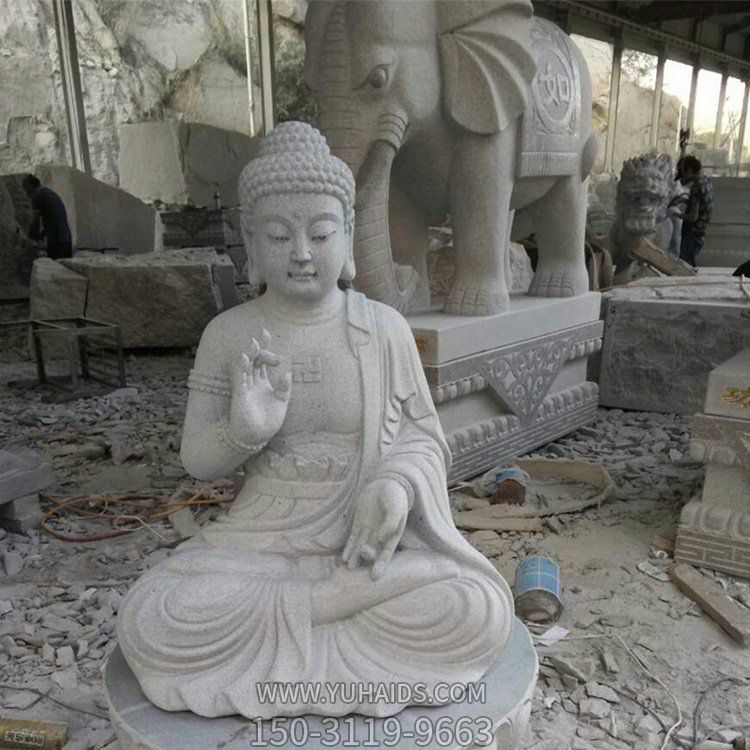 中式禪意佛像寺院戶(hù)外擺放大理石雕刻如來(lái)佛像雕塑