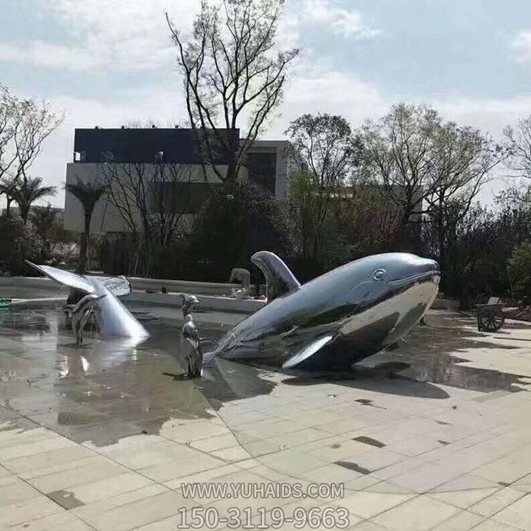 戶(hù)外廣場(chǎng)大型創(chuàng  )意園林水景裝飾擺件不銹鋼抽象海豚雕塑 