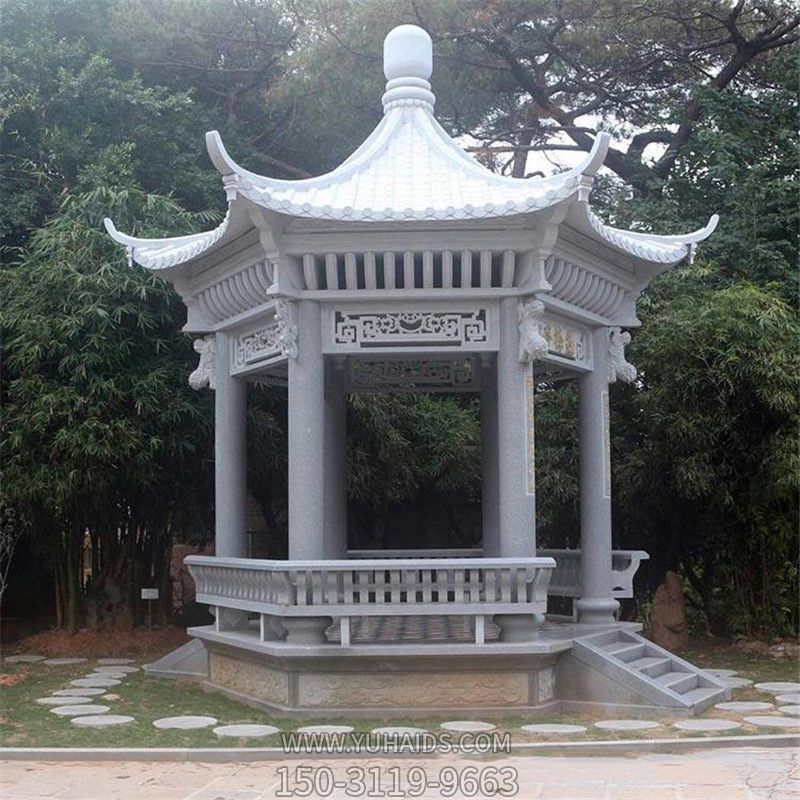 新款漢白玉鏤空園林景觀(guān)座椅休息涼亭雕塑