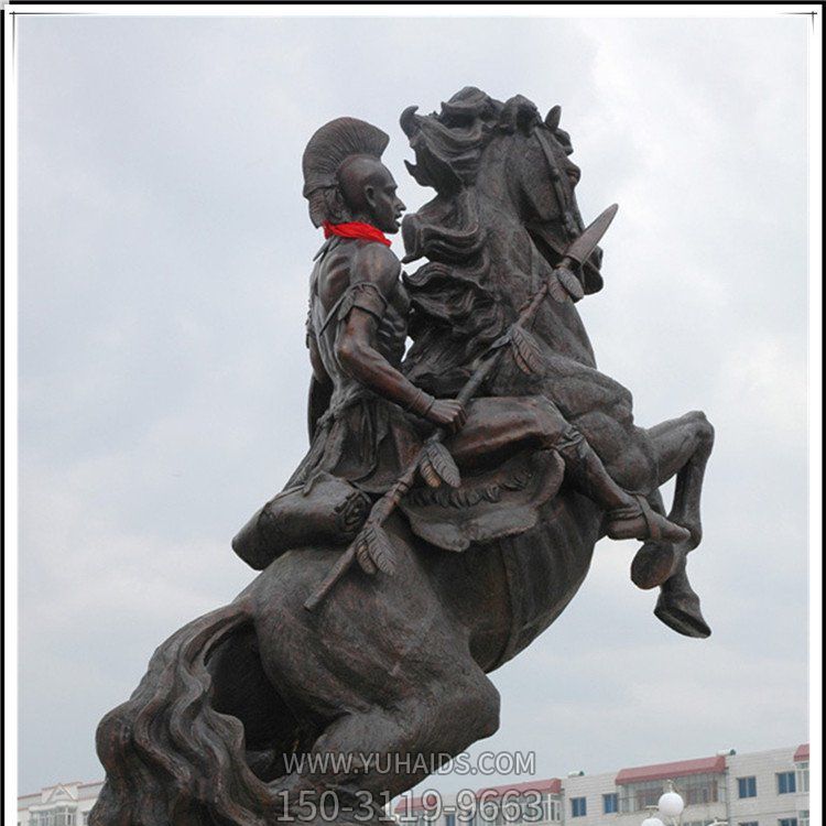 園林景觀(guān)玻璃鋼仿銅騎馬的人物景觀(guān)雕塑