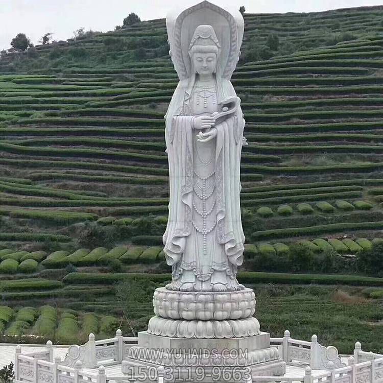 漢白玉石雕寺院戶(hù)外大型三面觀(guān)音佛像雕塑