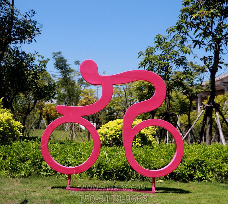 大型剪影自行車(chē)運動(dòng)人物不銹鋼塑公園體育館雕塑