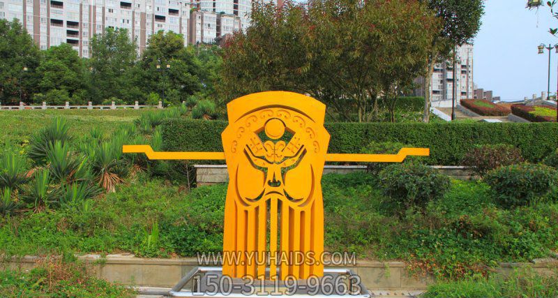 公園景區創(chuàng )意抽象玻璃鋼臉譜雕塑