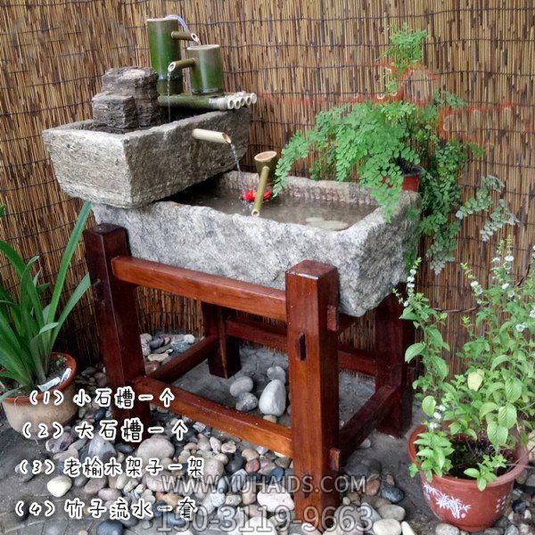 園林景觀(guān)大理石石雕柱子流水擺件雕塑