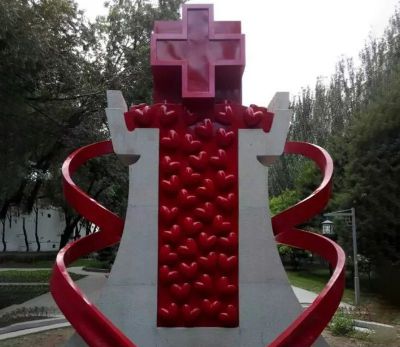 玻璃鋼創(chuàng  )意抽象很多愛(ài)心雕塑