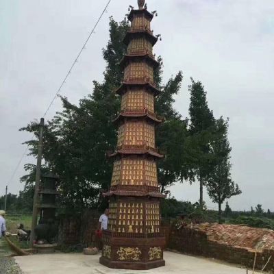 銅雕戶(hù)外景區寺廟大型佛塔雕塑