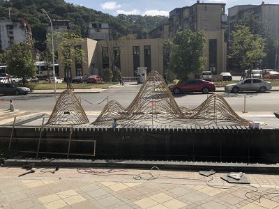 酒店小區金屬擺件水池水景景觀(guān)雕塑鏤空假山不銹鋼雕塑