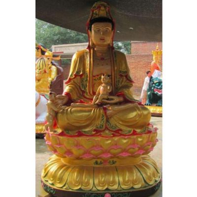 玻璃鋼純金打造寺廟供奉菩薩觀(guān)音雕塑