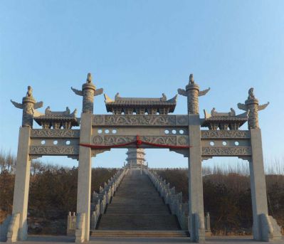 大理石三門(mén)牌坊景區石雕