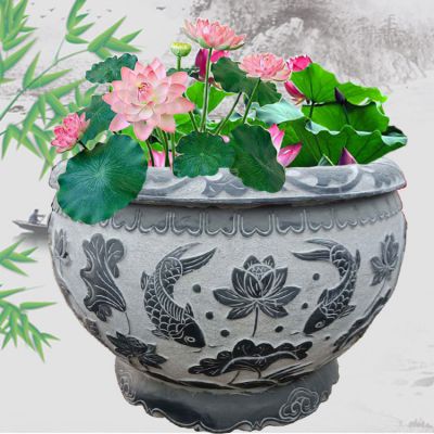 現代中式青石魚(yú)缸水缸戶(hù)外養魚(yú)池庭院擺件