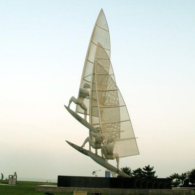廣場(chǎng)大型不銹鋼楊帆的抽象人物景觀(guān)