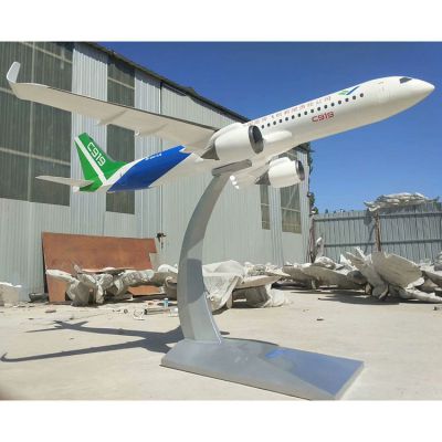 學(xué)校廣場(chǎng)擺放不銹鋼飛機模型雕塑擺件
