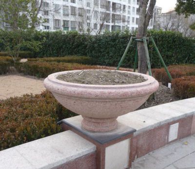 公園砂石石雕戶(hù)外花盆雕塑