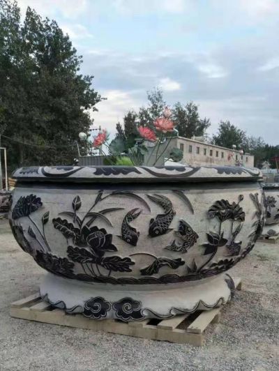 大型老石槽戶(hù)外園林景觀(guān)魚(yú)缸雕塑