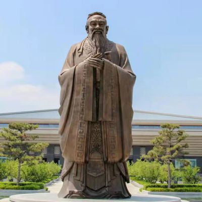 學(xué)院大型玻璃鋼仿銅思想家儒家創(chuàng  )始人孔子雕像