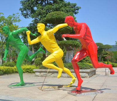  公園小區學(xué)校廣場(chǎng)玻璃鋼跑步運動(dòng)人物雕塑