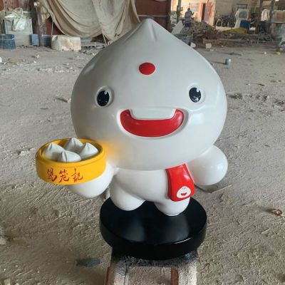 包子店創(chuàng  )意玻璃鋼卡通包子公仔雕塑