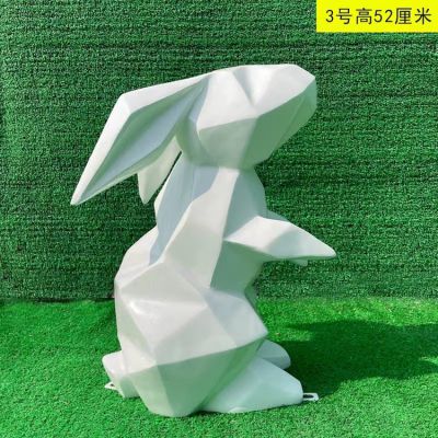 站立的兔子，幾何抽象玻璃鋼兔子