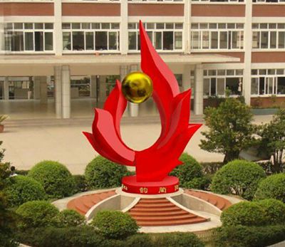 校園創(chuàng  )意玻璃鋼紅色旗幟雕塑