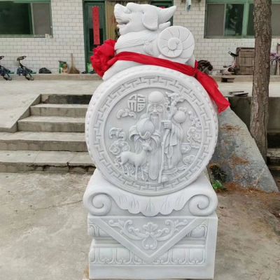 漢白玉大理石浮雕戶(hù)外園林景觀(guān)抱鼓石雕塑
