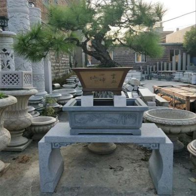 庭院景觀(guān)石材花架別墅戶(hù)外石雕花盆定制 公園景觀(guān)擺件雕塑