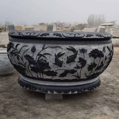 大型蓮花浮雕養花養魚(yú)魚(yú)缸雕塑