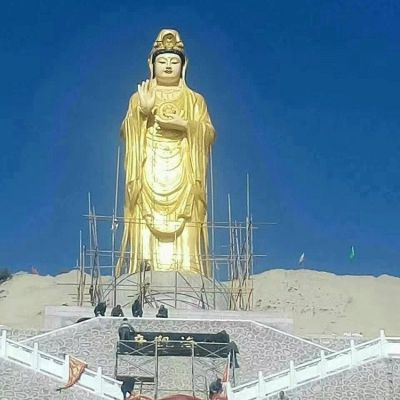 戶(hù)外寺廟大型貼金觀(guān)音菩薩雕塑
