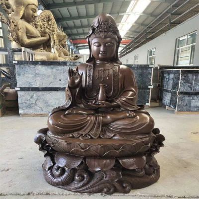 宗教寺廟大型鑄銅段銅滴水觀(guān)音雕塑