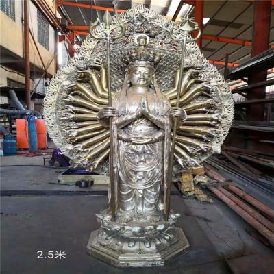景區寺廟大型景觀(guān)不銹鋼千手觀(guān)音雕塑