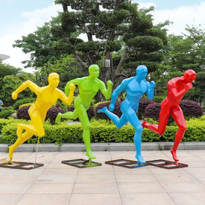 體育場(chǎng)廣場(chǎng)抽象跑步運動(dòng)人物剪影玻璃鋼雕塑