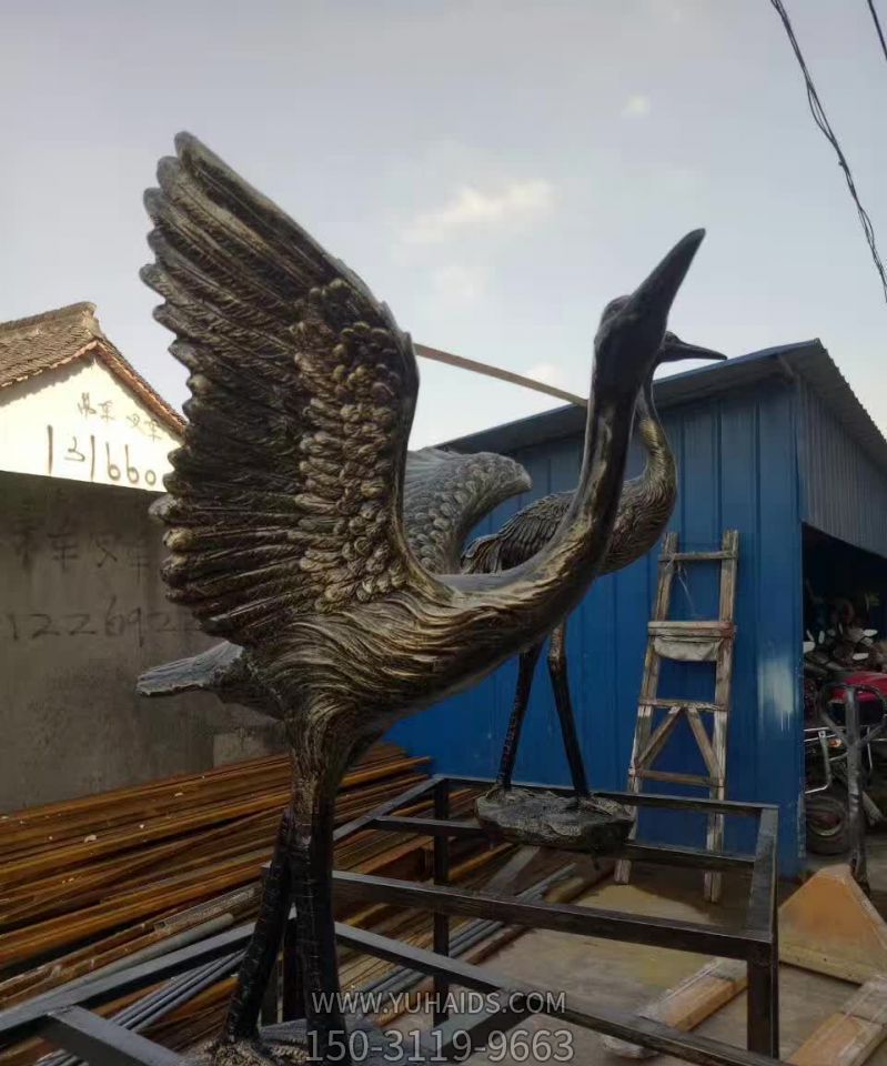 不銹鋼仿銅公園戶(hù)外大型景觀(guān)裝飾品擺件仙鶴雕塑