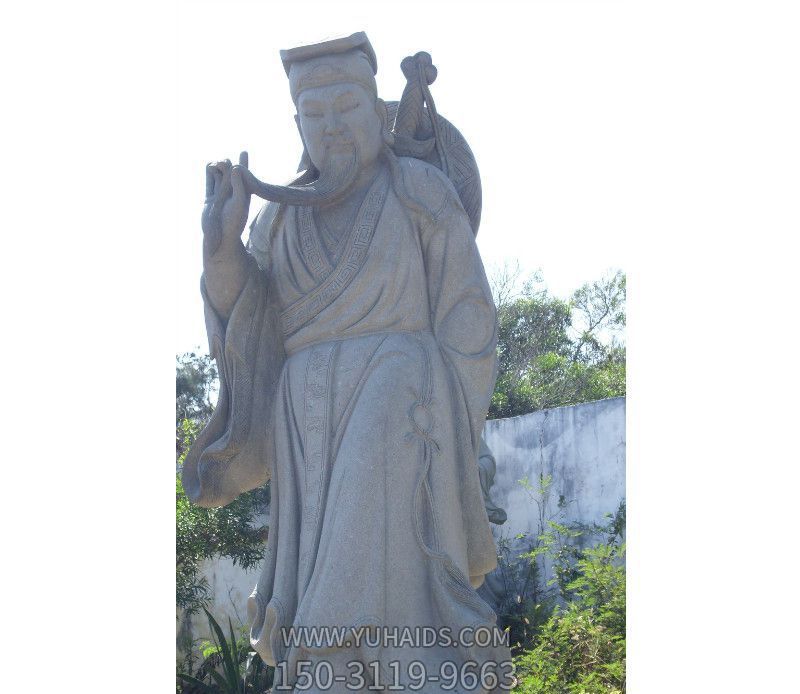 戶(hù)外景區大理石石雕摸胡子的呂洞賓雕塑