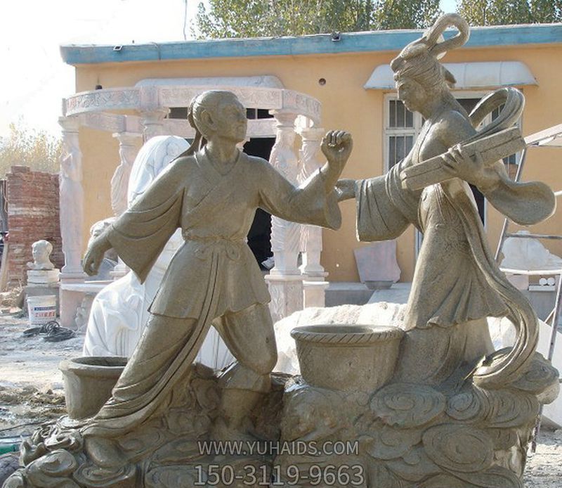 公園景觀(guān)牛郎織女砂巖雕塑