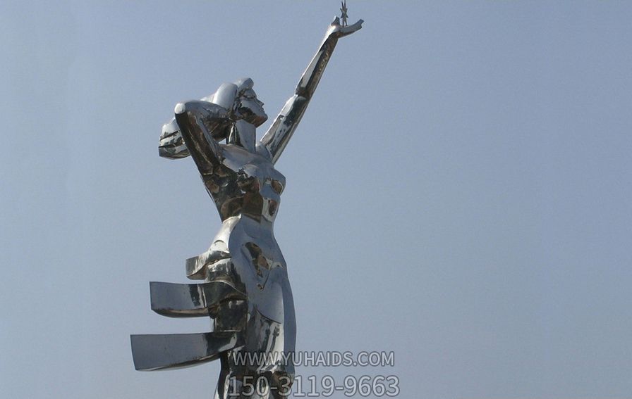 不銹鋼抽象女神公園景觀(guān)女孩雕塑
