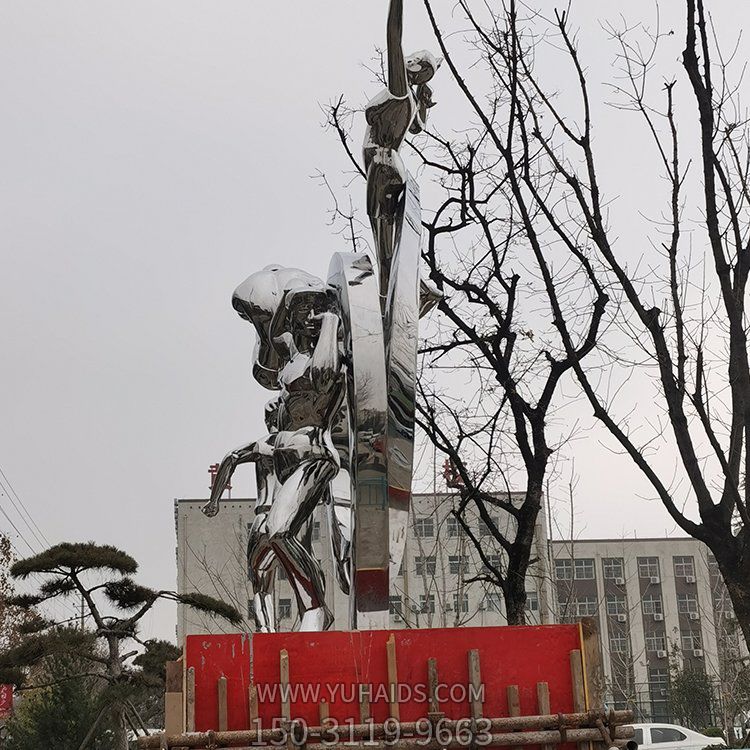 鏡面不銹鋼戶(hù)外園林景觀(guān)抽象遠動(dòng)人物雕塑擺件