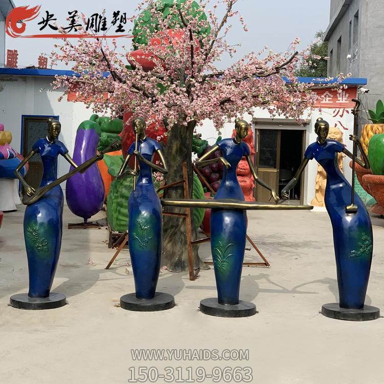 玻璃鋼彩繪梅蘭竹菊音樂(lè )抽象人物雕塑 酒店會(huì )所景觀(guān)擺件 央美定制