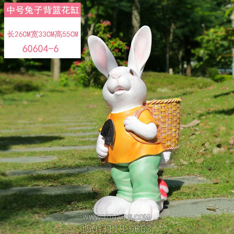 農場(chǎng)一只勞動(dòng)的玻璃鋼兔子雕塑