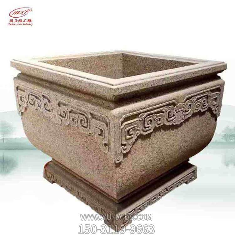 青石石雕戶(hù)外園林景觀(guān)花盆雕塑