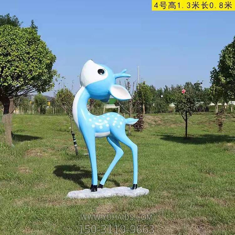 戶(hù)外草坪玻璃鋼創(chuàng  )意卡通小鹿雕塑