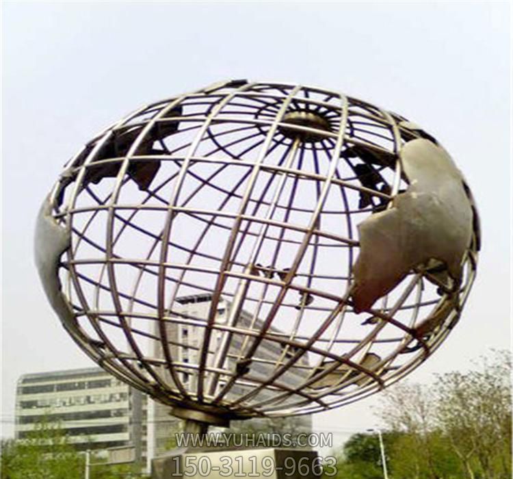 公園廣場(chǎng)創(chuàng )意不銹鋼創(chuàng )意鏤空大型仿真地球儀雕塑