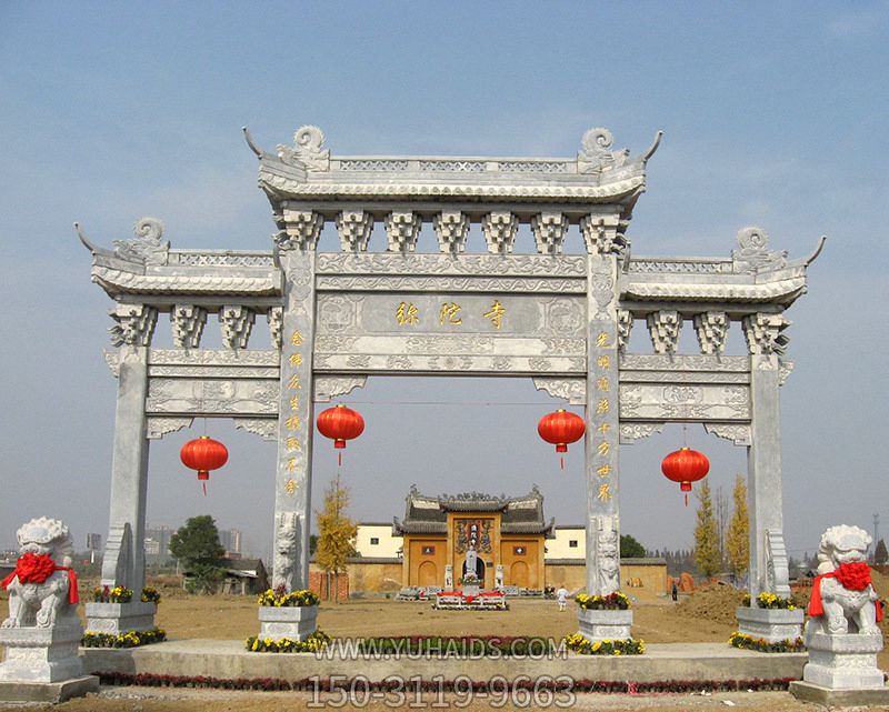 寺院景區新款青石牌坊山門(mén)石雕雕塑