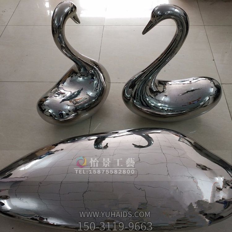 室內商廈不銹鋼鏡面白鋼抽象創(chuàng )意個(gè)性天鵝雕塑