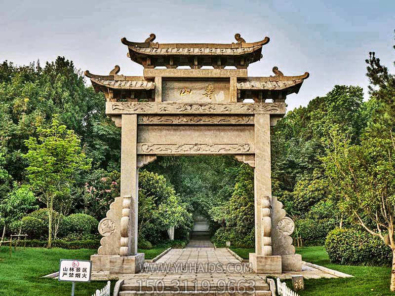 山林景觀(guān)花崗巖單門(mén)三樓牌坊雕塑