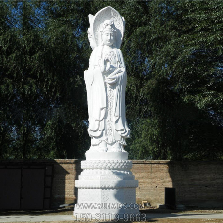 漢白玉三面觀(guān)音觀(guān)世音菩薩像雕塑