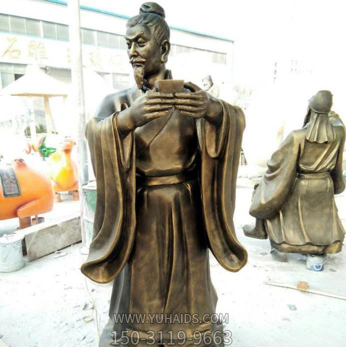 校園擺放軍事家劉關(guān)張桃園三結義玻璃鋼噴漆雕塑