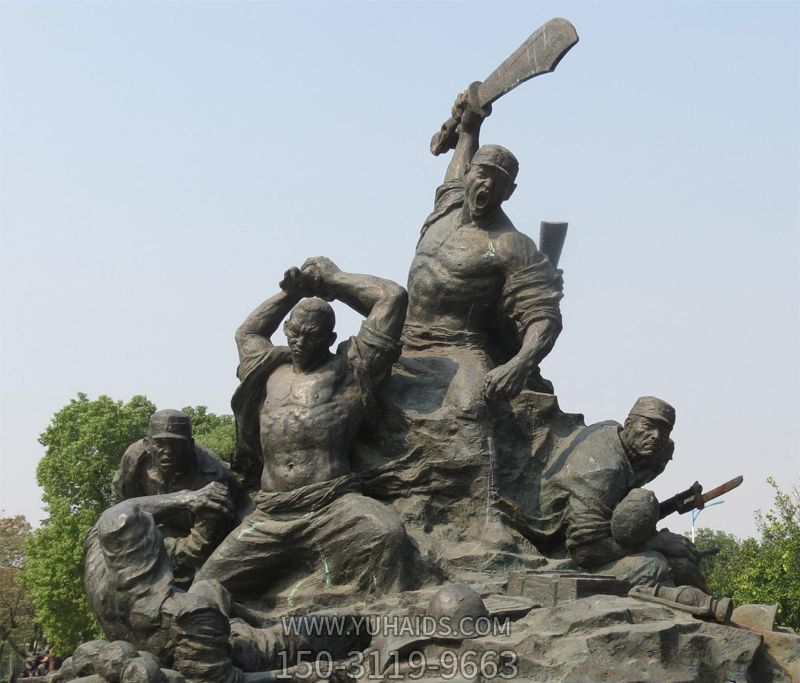 景區創(chuàng )意打仗雕人物銅雕八路軍雕塑