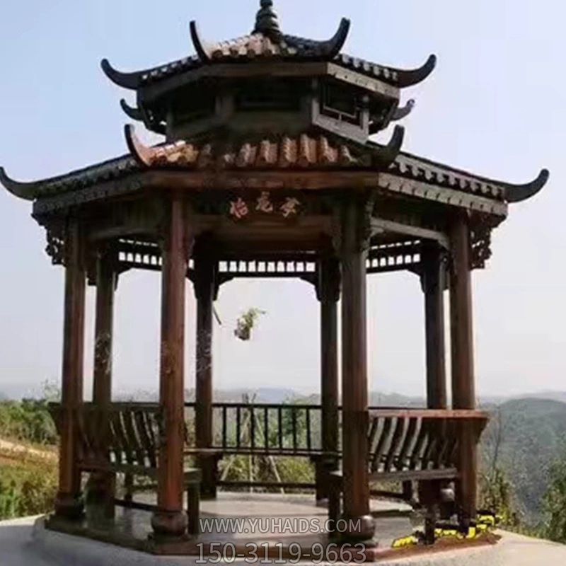 戶(hù)外公園景區創(chuàng  )意不銹鋼仿銅乘涼休息涼亭雕塑