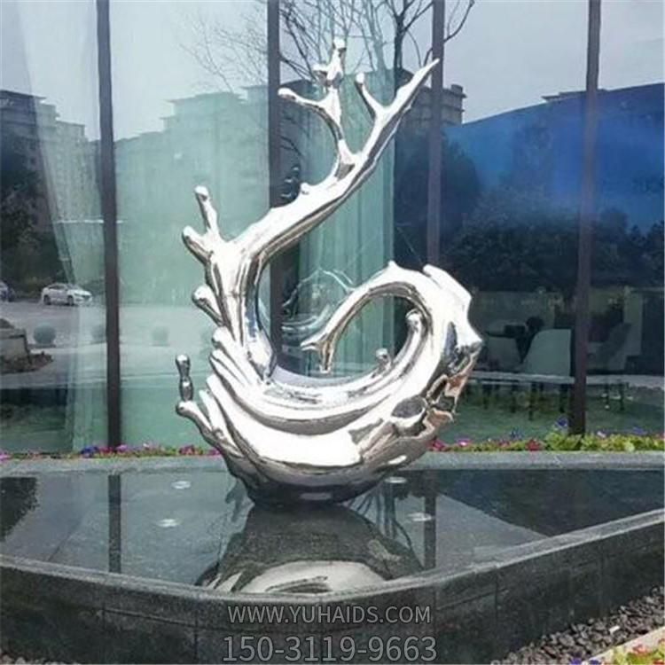 不銹鋼浪花雕塑，園林水景裝飾景觀(guān)擺件