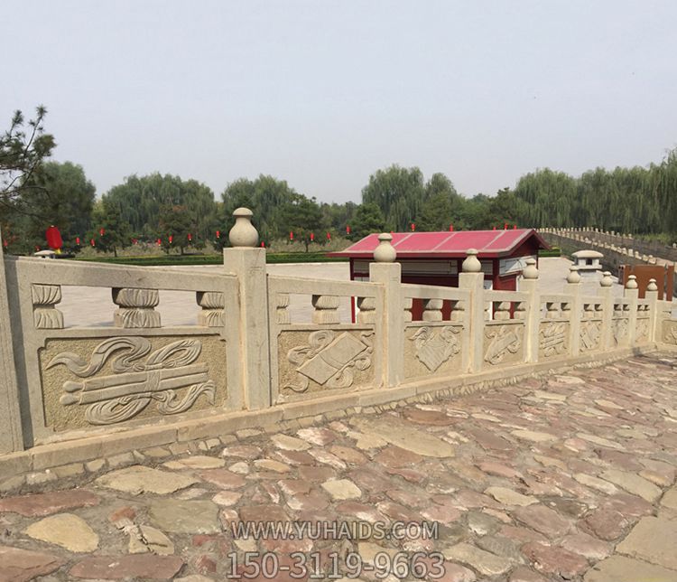 花園池塘花崗巖雕刻欄桿裝飾景觀(guān)雕塑